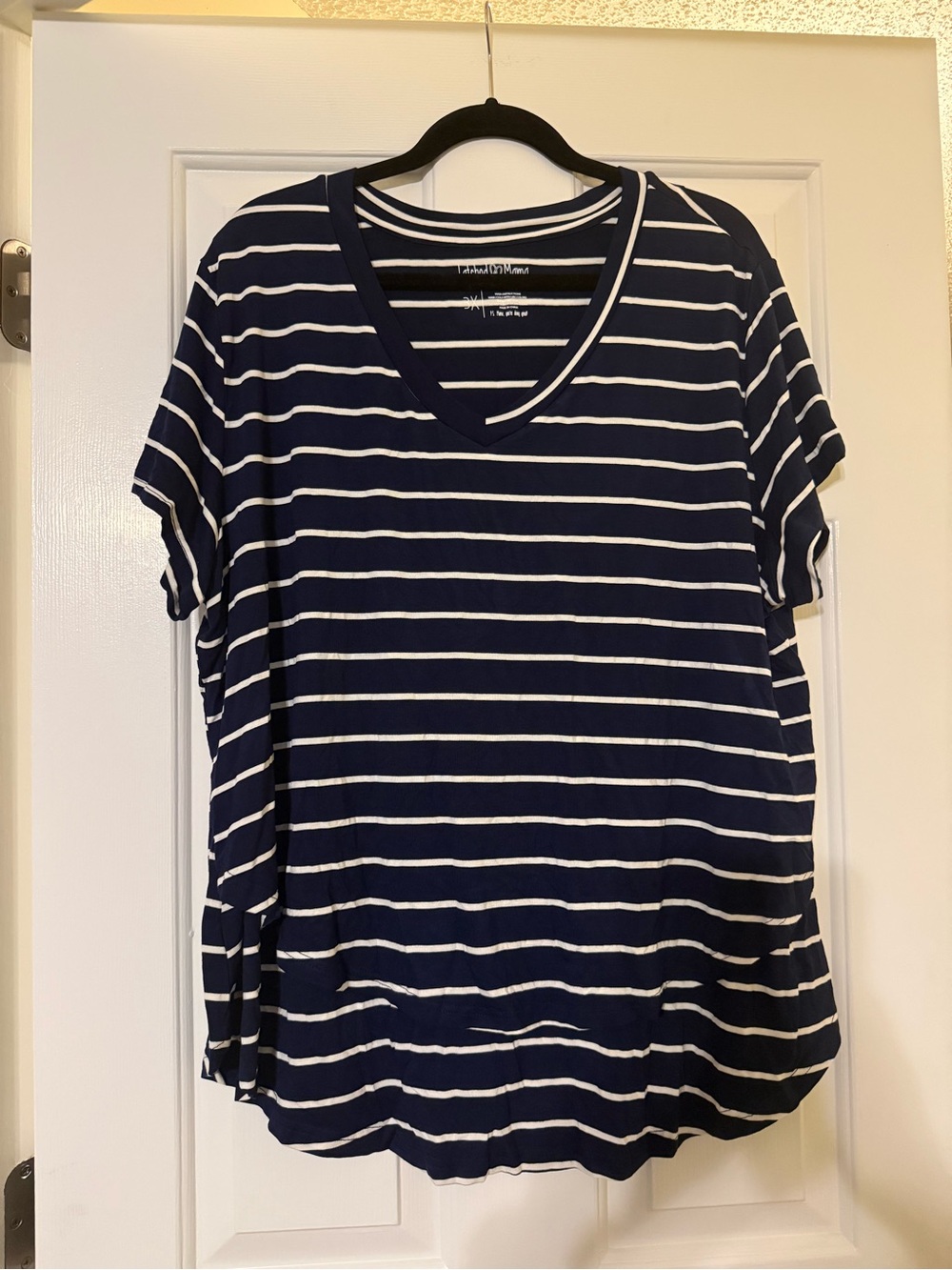 Latched Mama Blue & White Striped Short Sleeve Nursing Tee - 3X